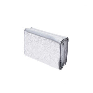 Balenciaga Calf Paper Wallet fold Silver Tri